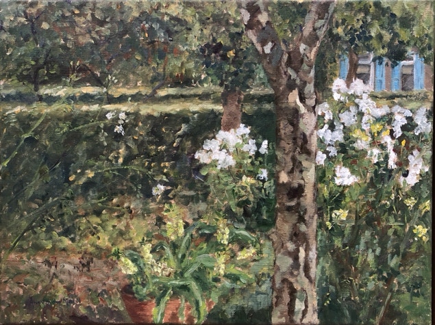 Phloxen voortuin Offingawier olieverf op doek 30 x 40 cm